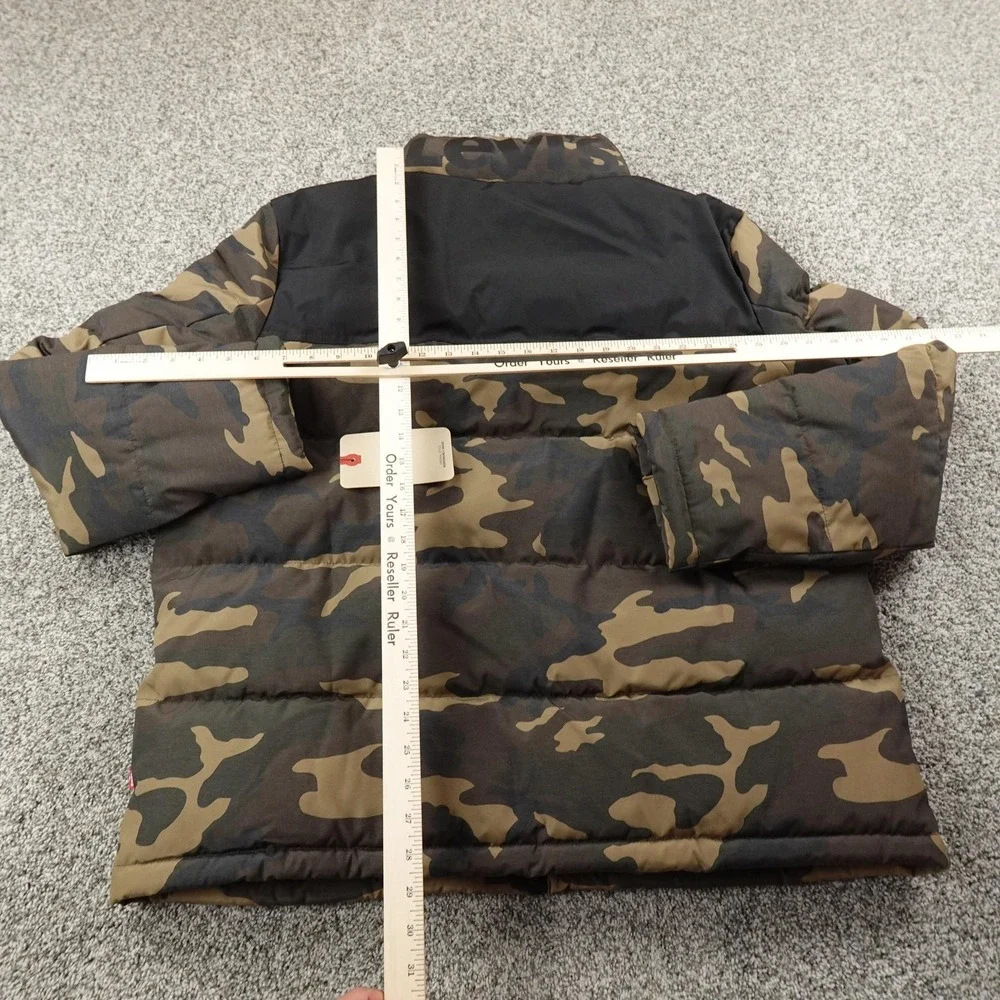 NEW Levis Jacket Mens 2XL Green Camo Quilted Puffer Coat Full Zip Insulated Hunt